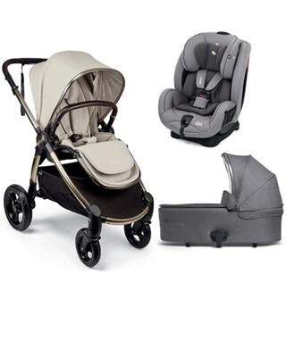 Ocarro Treasured Pushchair & Shadow Grey Carrycot with Joie Car Seat Grey Flannel